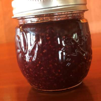 Raspberry jelly is one of several jam and jelly products available for sale at Almosta Farm in Cove, Union County, Oregon near La Grande